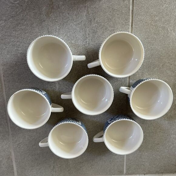 7 Currier & Ives Blue Coffee Tea Cup Mug Horse & Carriage - Picture 3 of 4